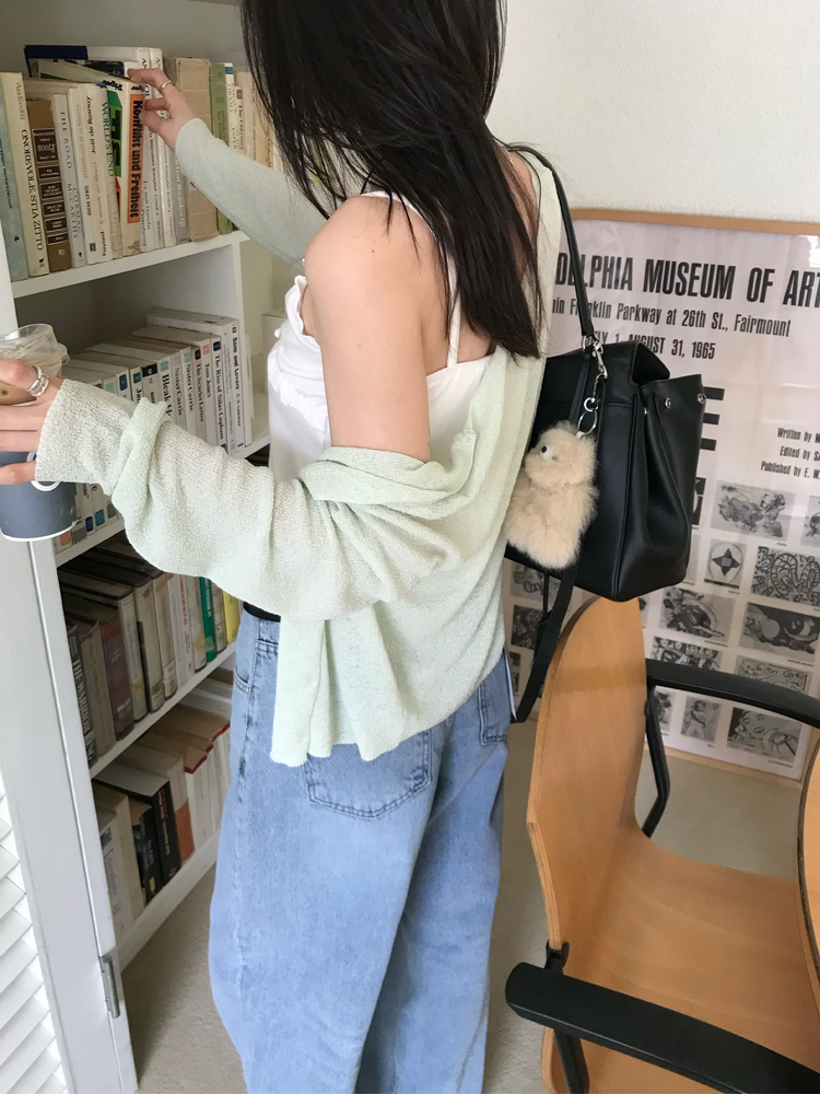 透膚混色針織外套