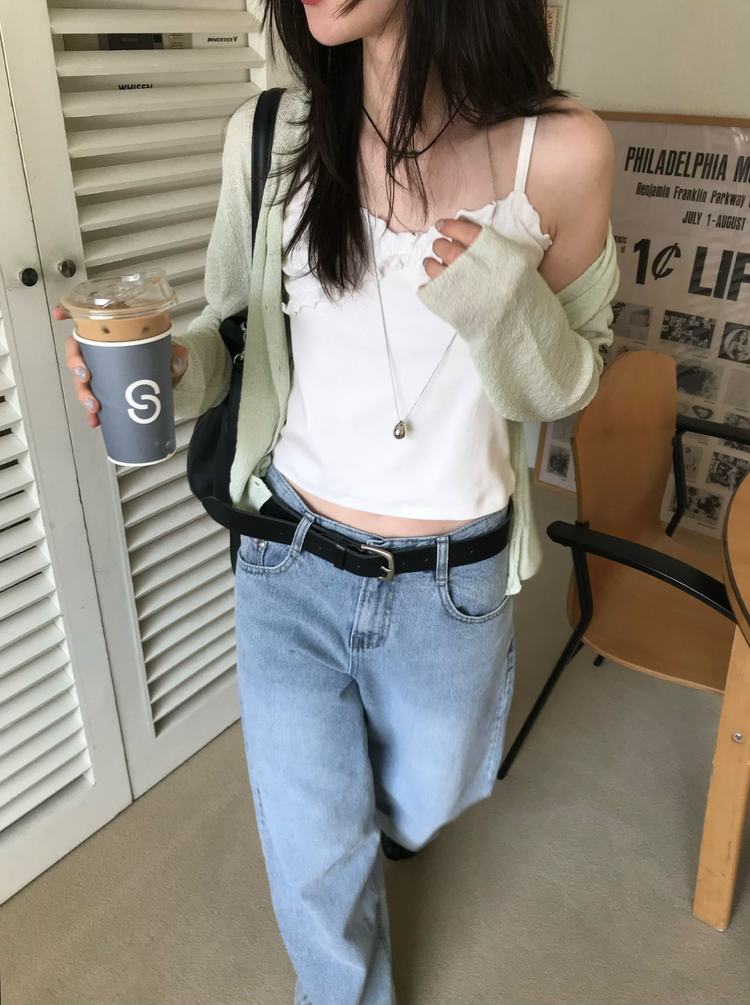 透膚混色針織外套