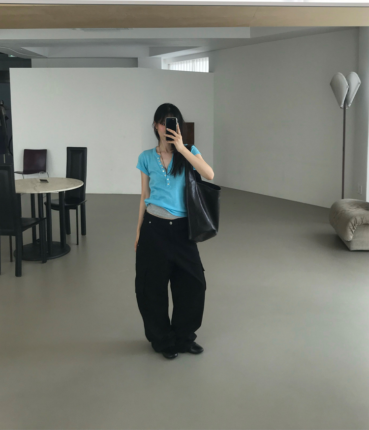 Unisex簡約口袋工裝褲