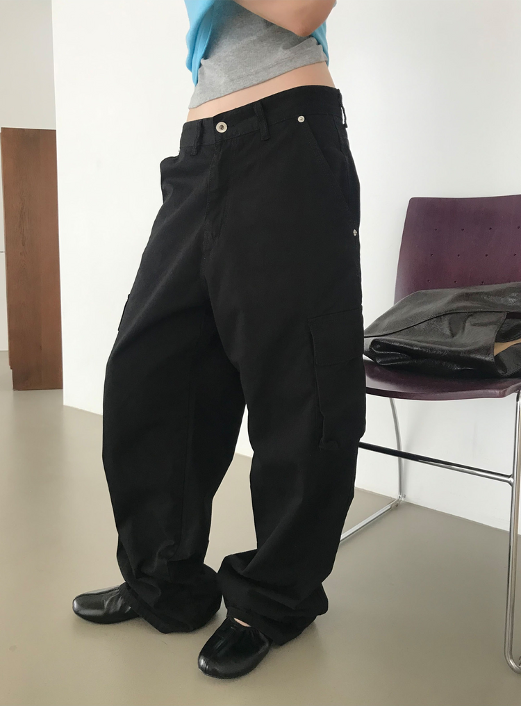 Unisex簡約口袋工裝褲