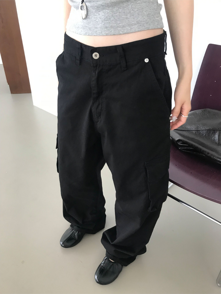 Unisex簡約口袋工裝褲