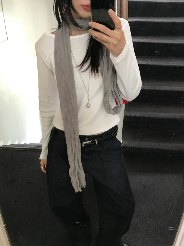 船領弧下擺修腰上衣