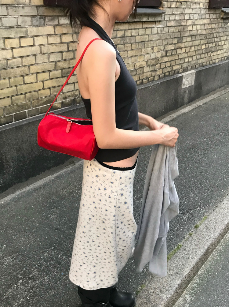 蕾絲邊小碎花細節半裙