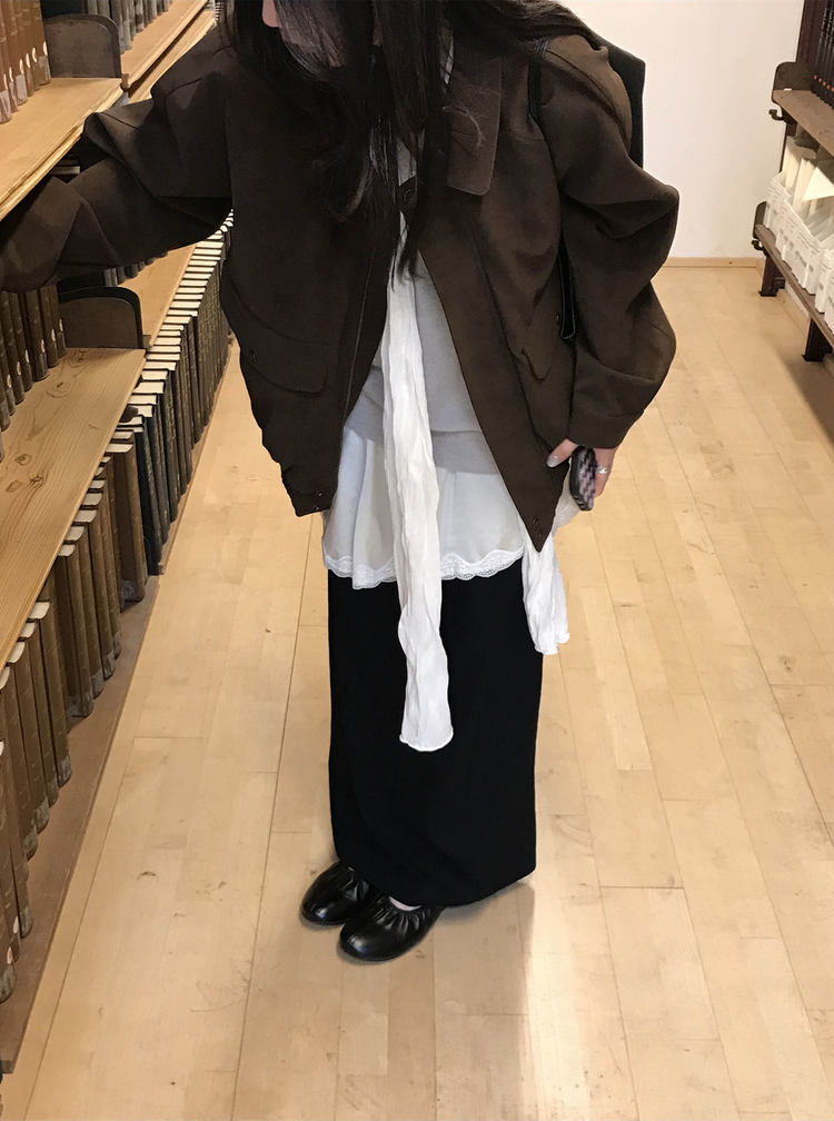 霧光澤蕾絲細節連身裙