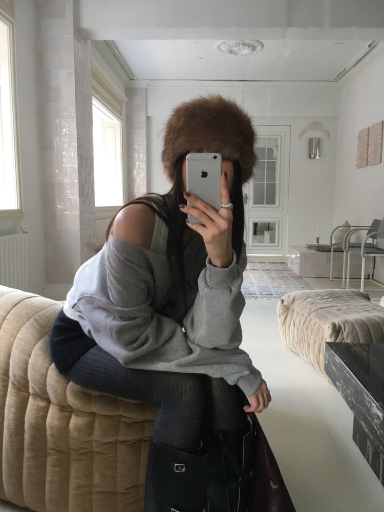 毛絨質感頭帶/圍巾