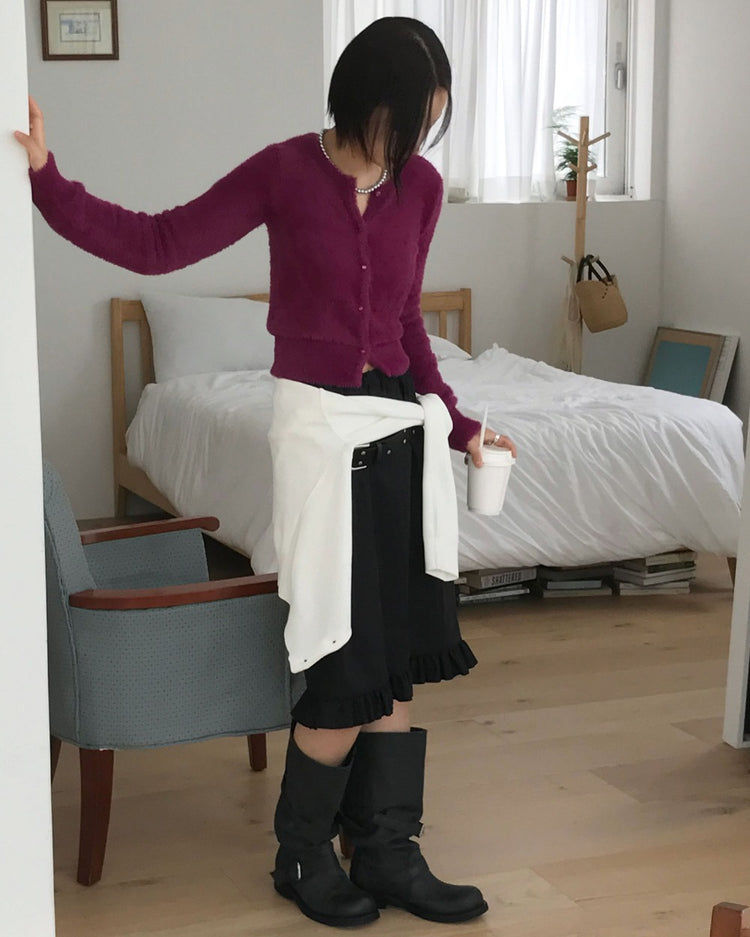 美色圓領排鈕針織外套