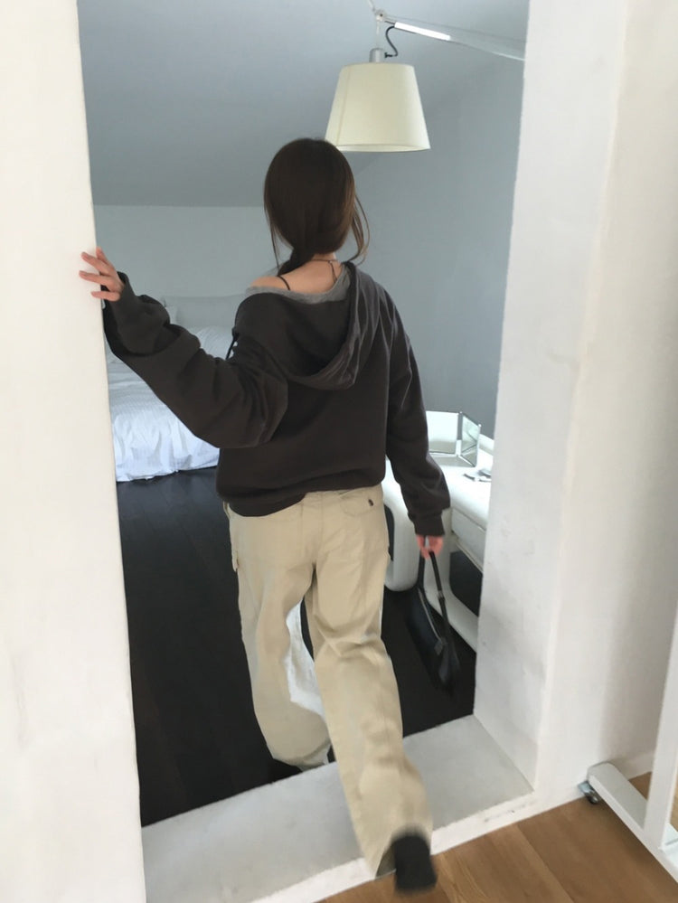 美色做舊字母連帽外套