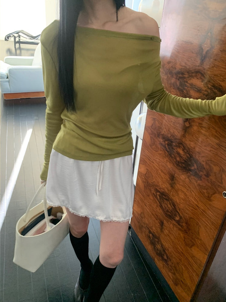 微透美肩側扣鈕細節上衣