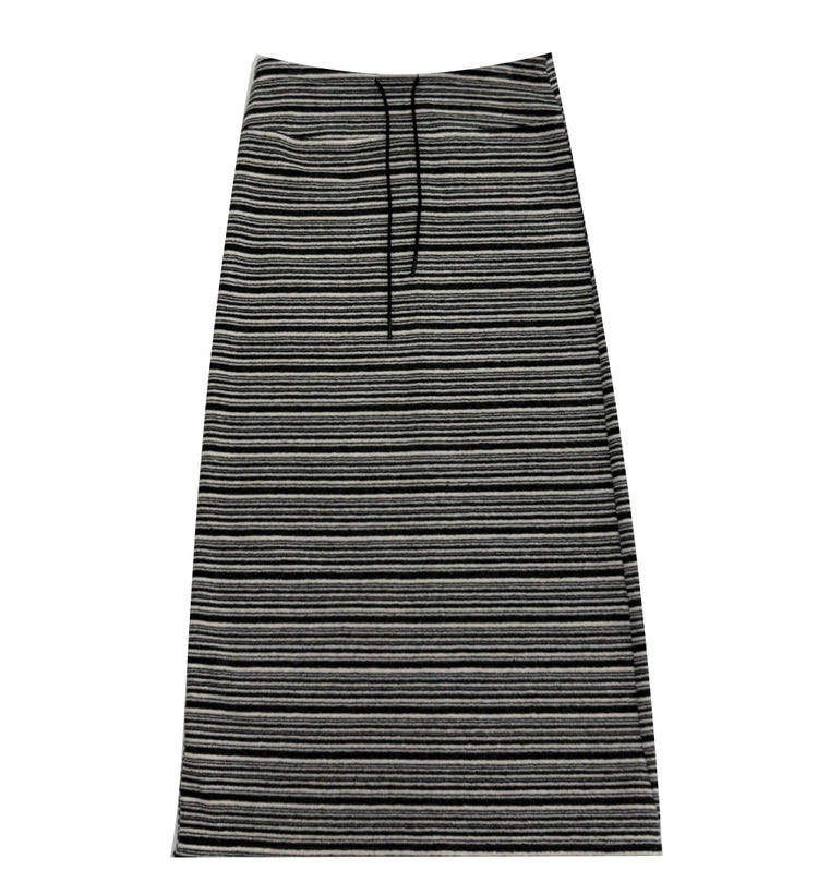 撞色條紋抽繩直裙