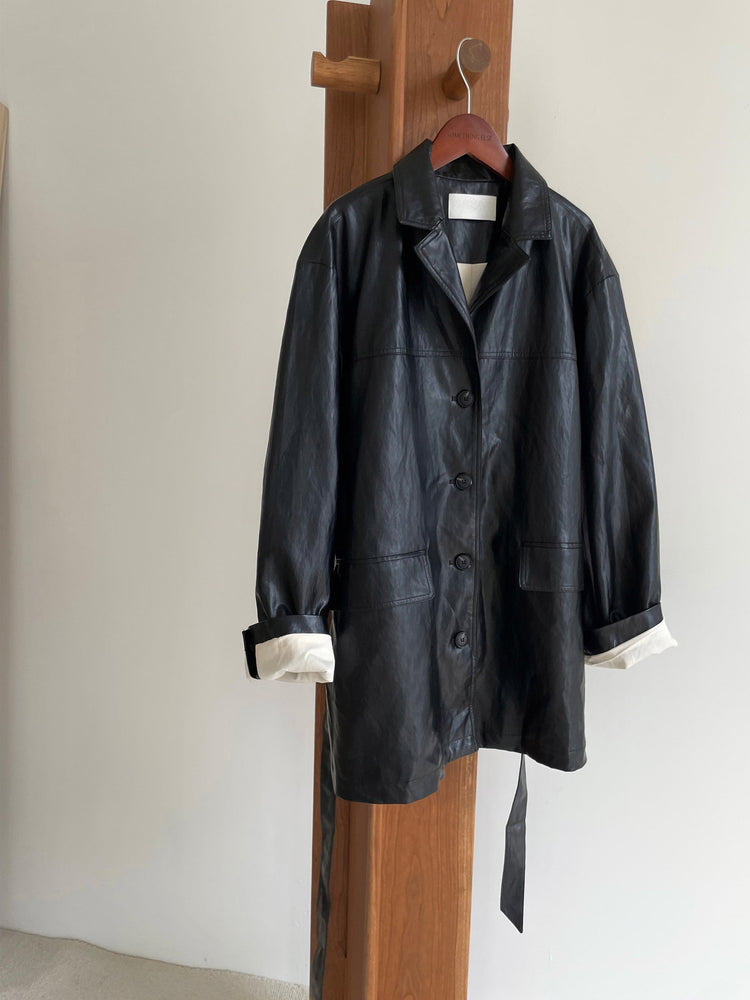 皮質/麂皮質感綁帶西外