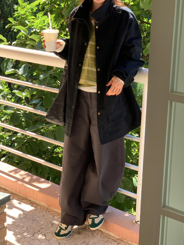 Unisex復古洗水細節寬鬆外套