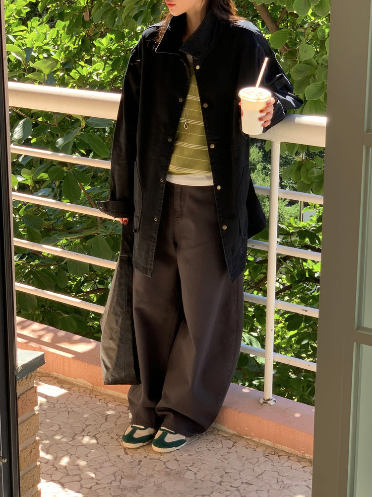 Unisex復古洗水細節寬鬆外套