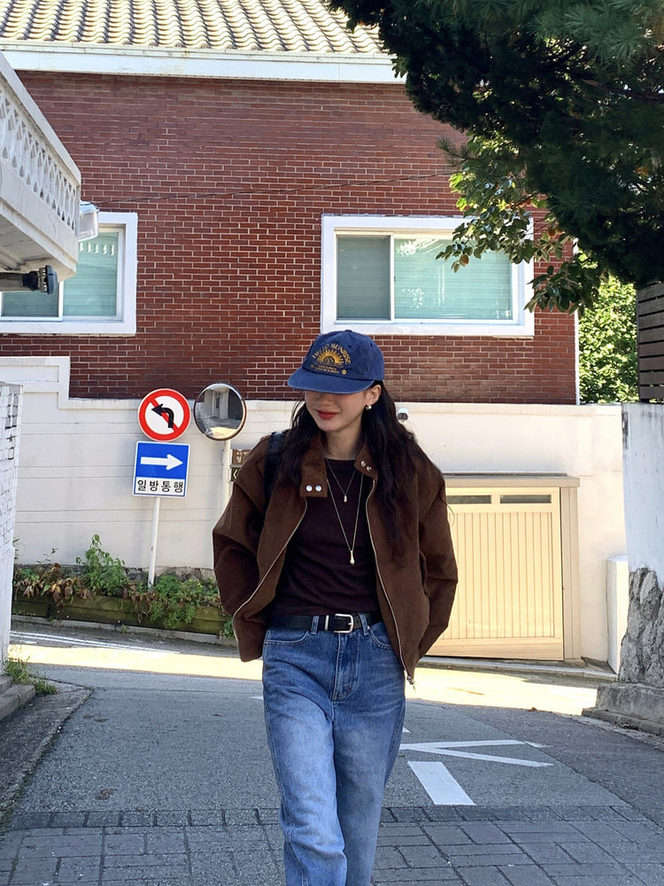 復古美刷色側前壓線細節牛仔褲