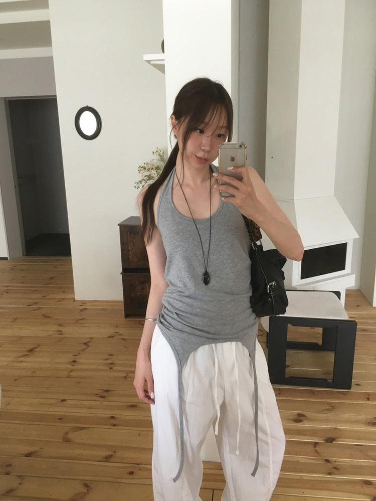 掛脖垂帶設計感細節上衣
