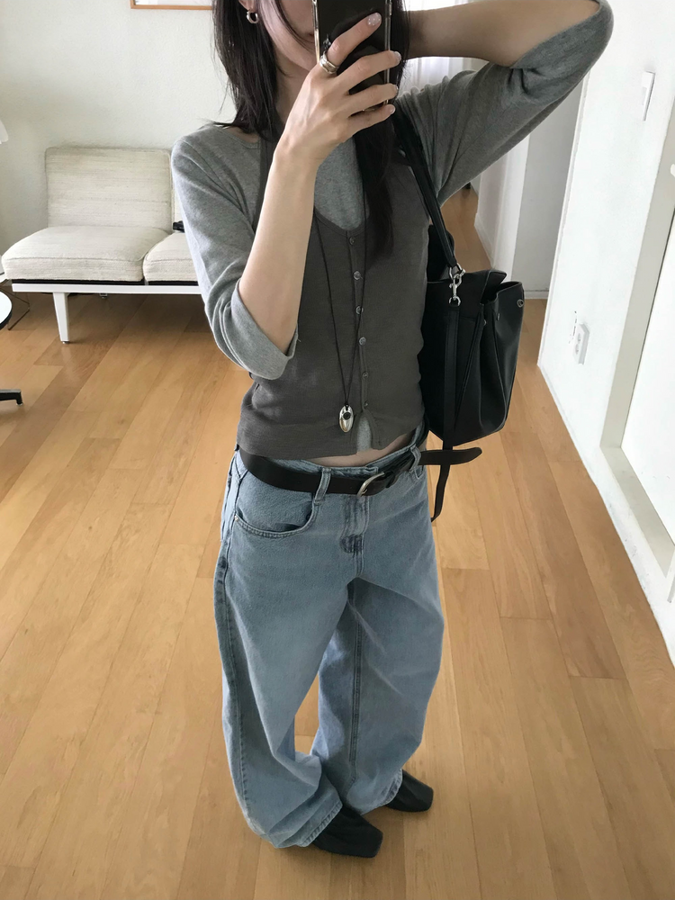 船領弧下擺七分袖上衣
