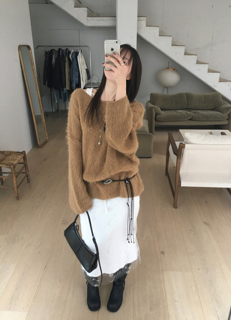 美肩毛流質感寬鬆毛衣