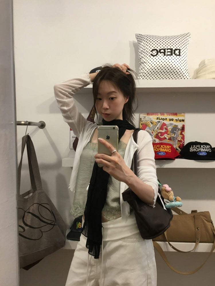 春季美色花邊細節排鈕外套
