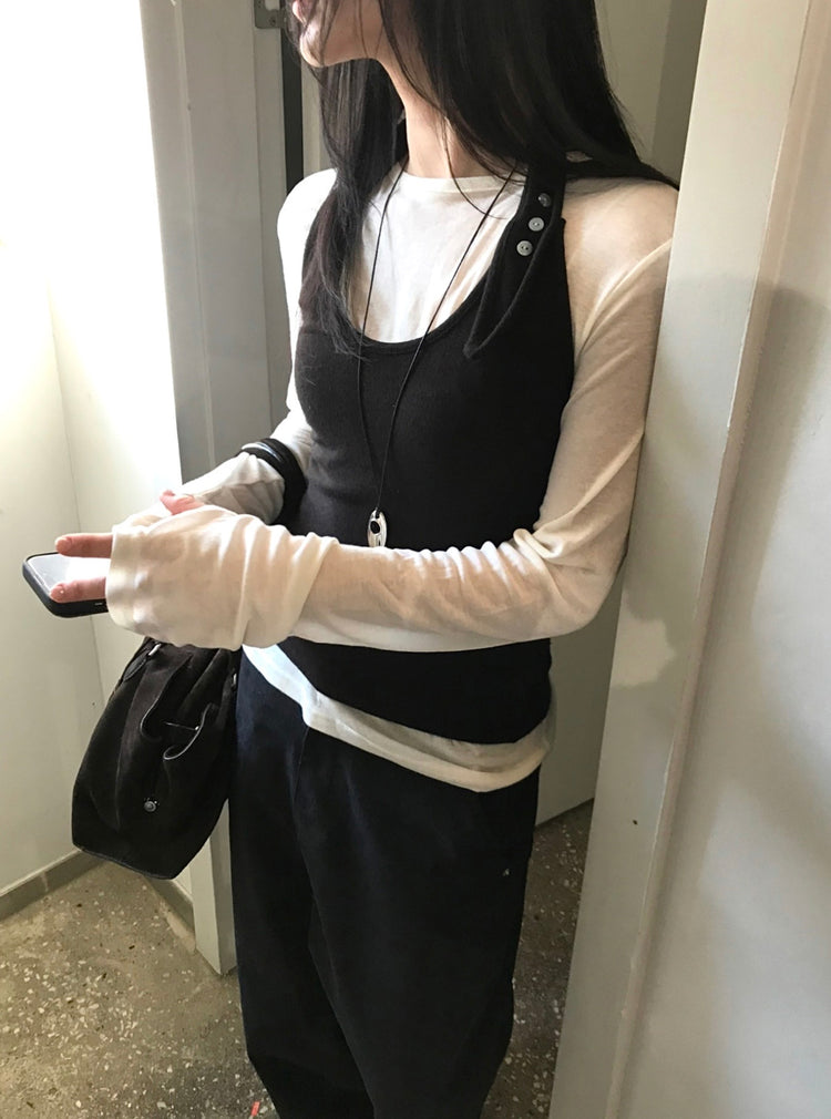 掛脖扣鈕細節背心