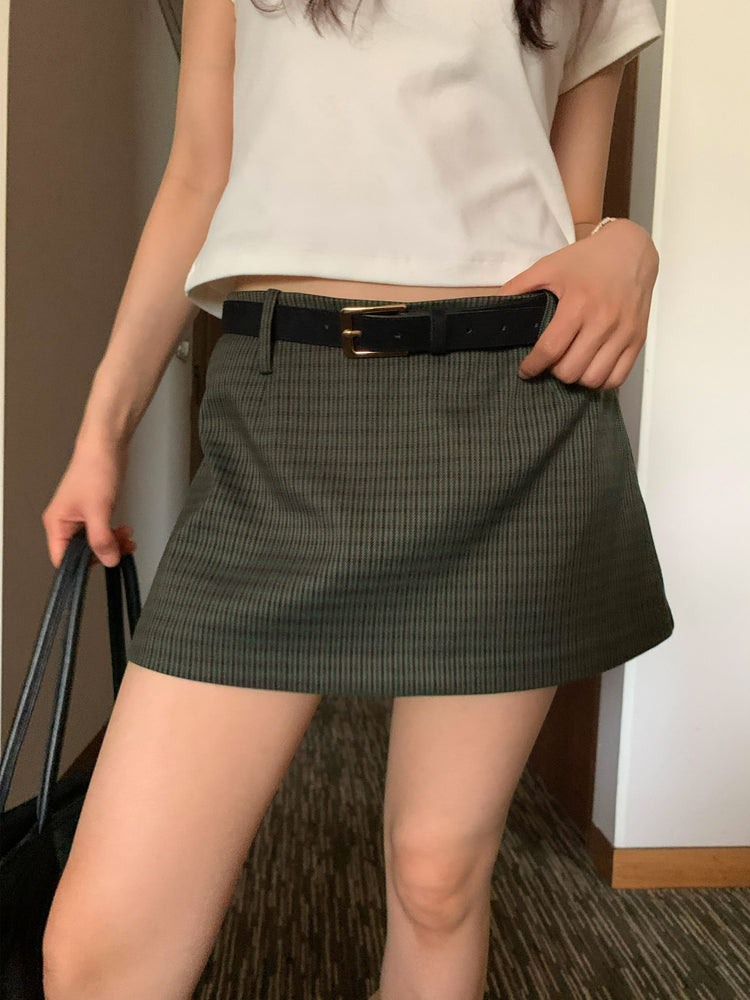 低腰紋理基礎短裙