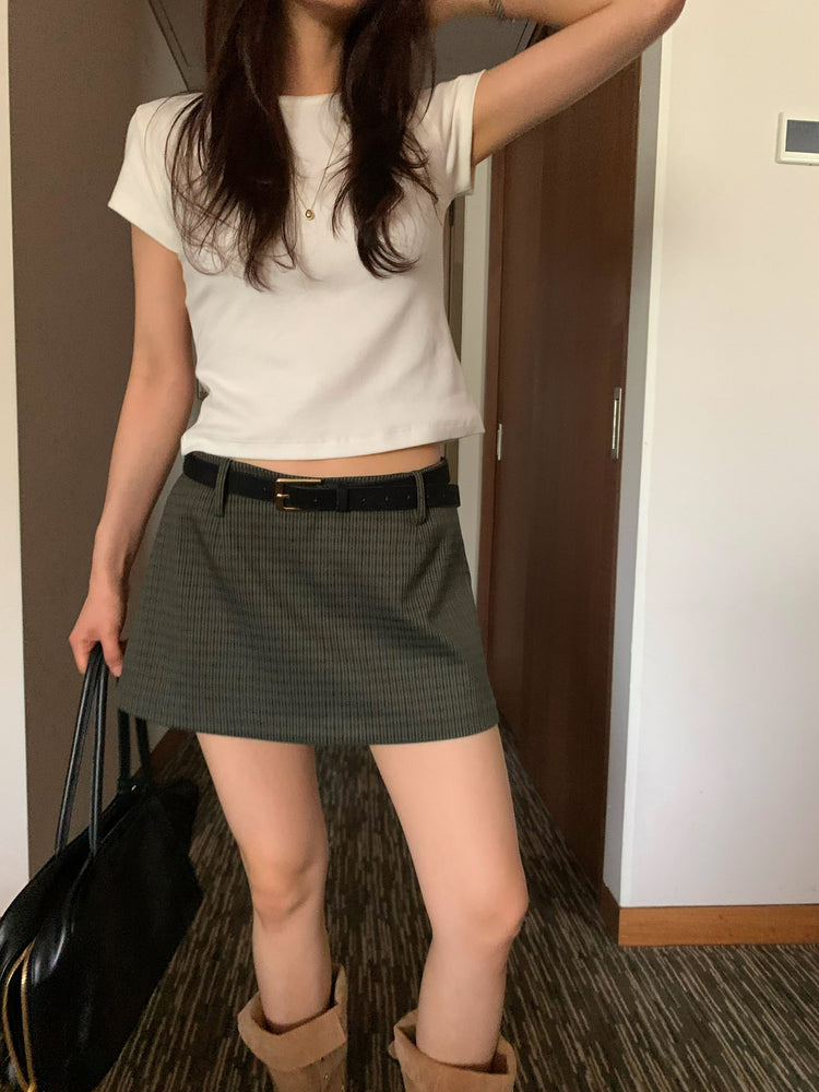 低腰紋理基礎短裙