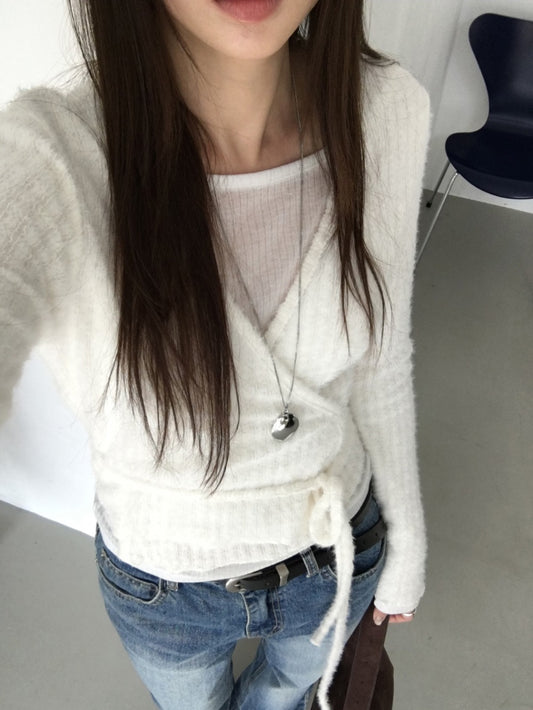 毛絨親膚綁帶細節上衣