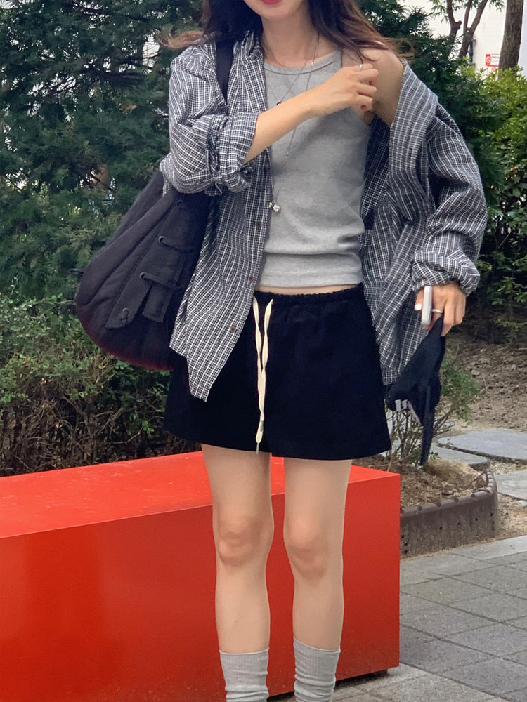 低腰標籤細節短褲
