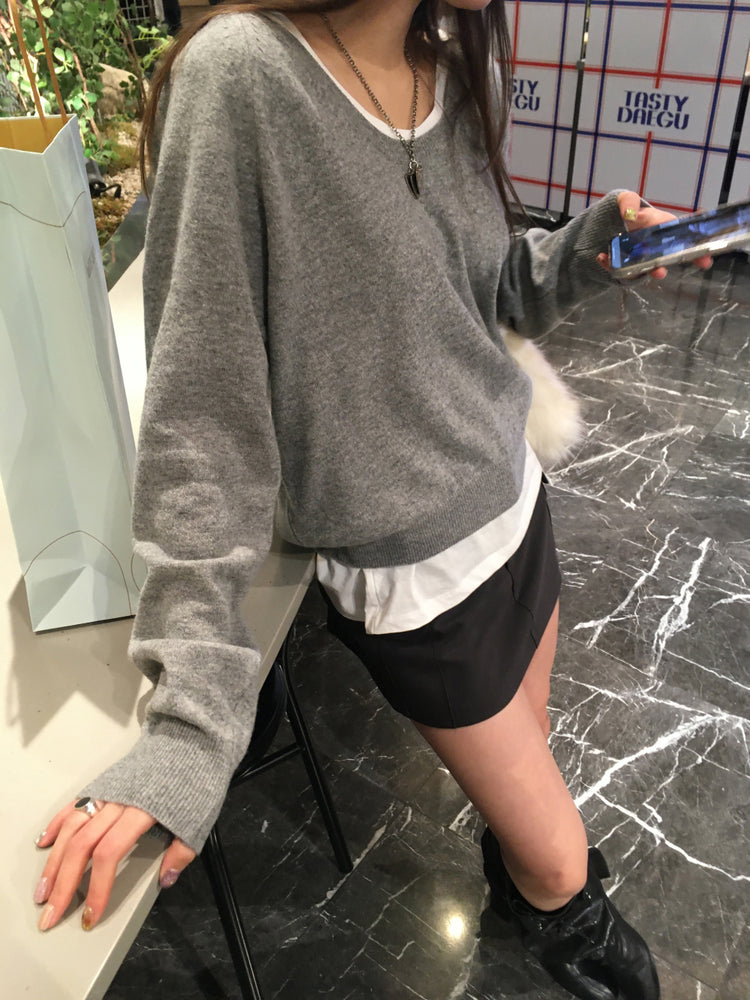 U領隨性寬鬆上衣