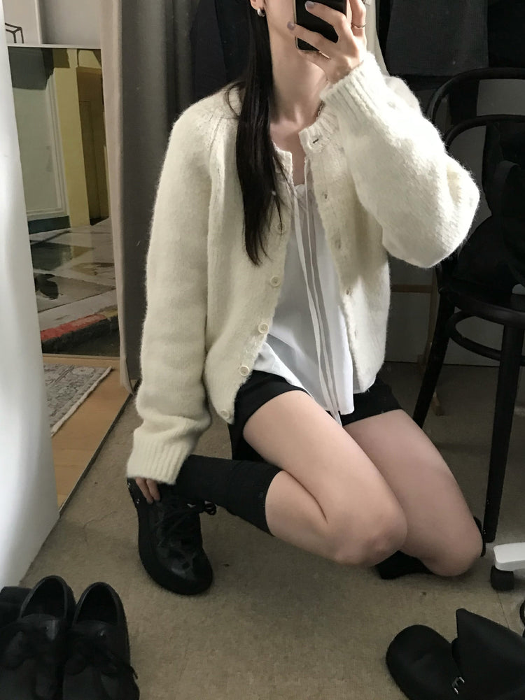 美色粗針排鈕針織外套