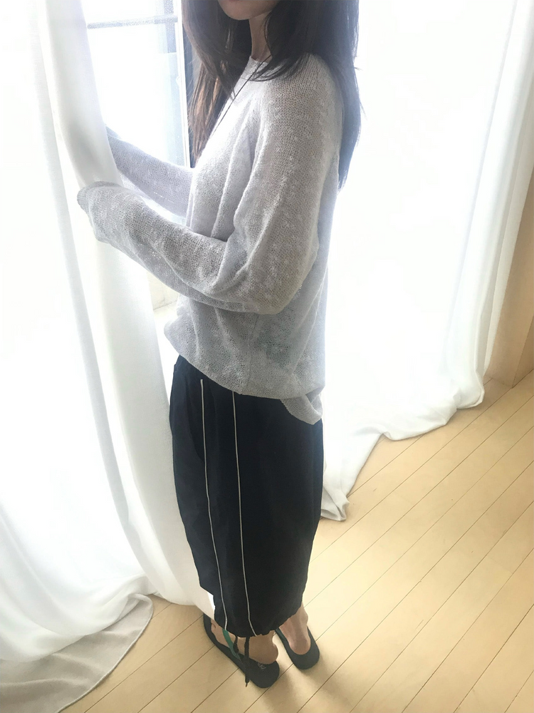 透膚拉克蘭袖針織上衣