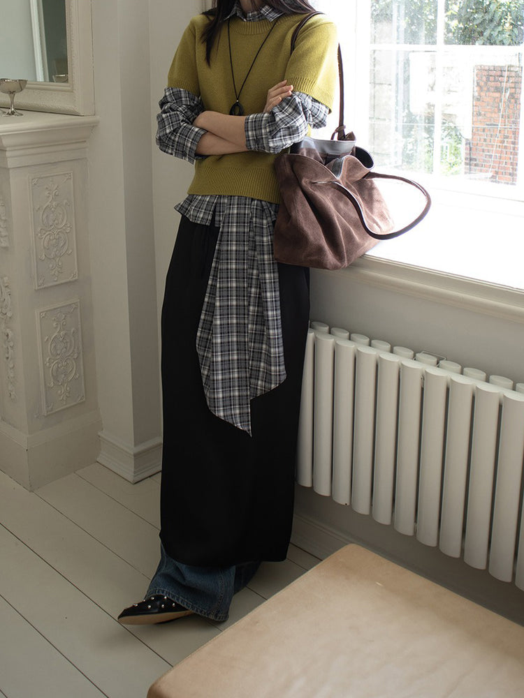 美色霧光澤感及踝裙