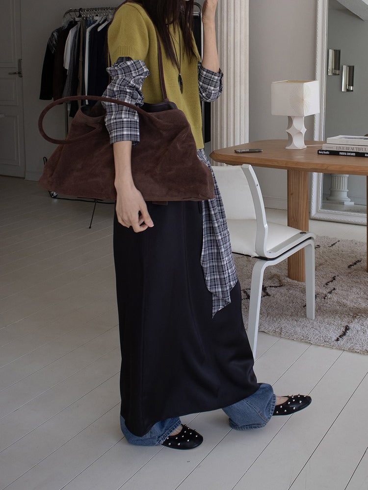 美色霧光澤感及踝裙