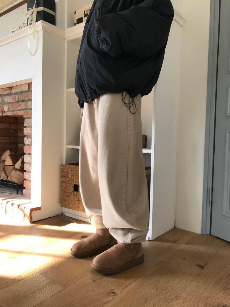 基礎美色內刷毛繭型褲