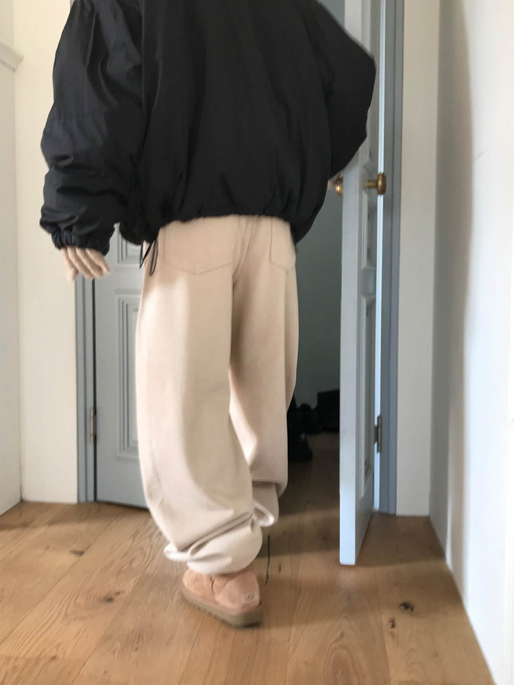 基礎美色內刷毛繭型褲