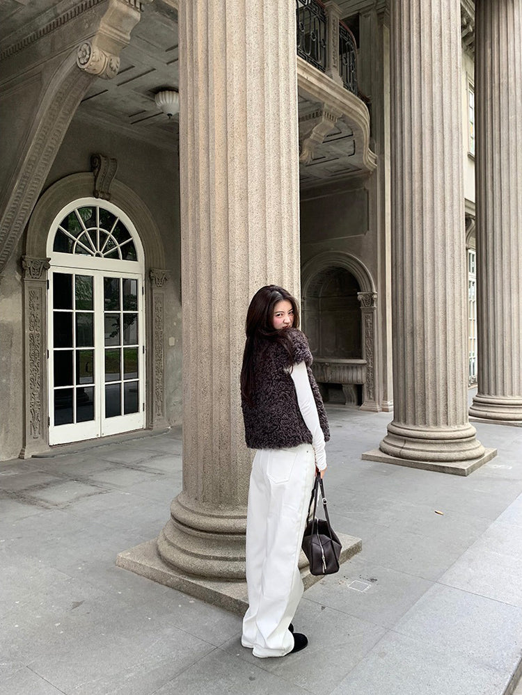 交疊領巾細節修身上衣