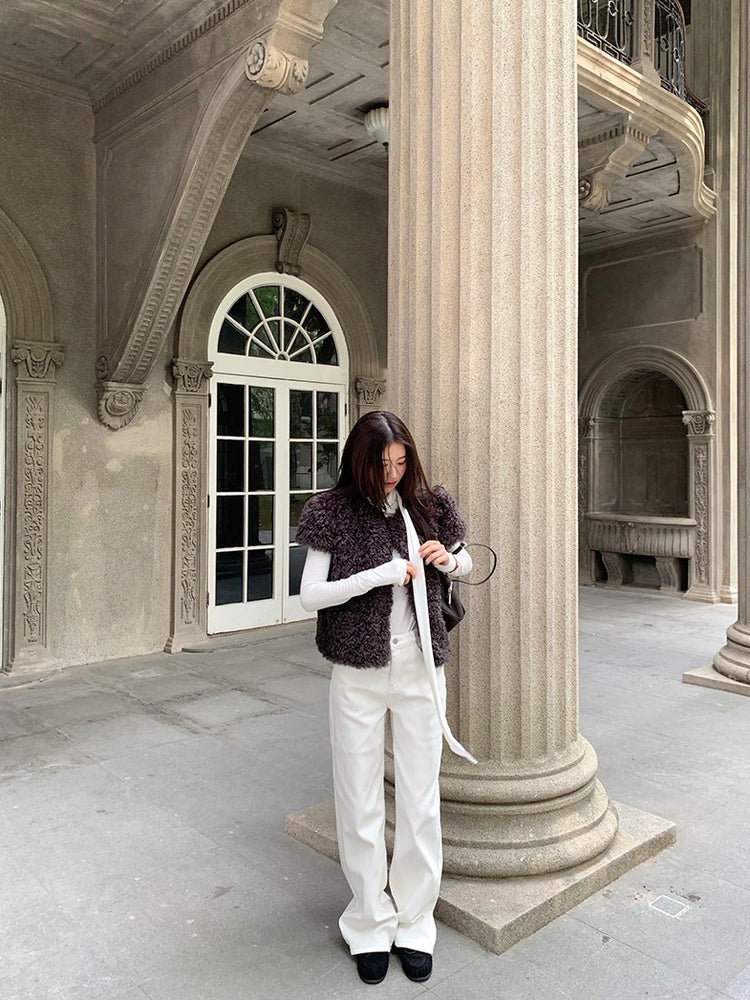 交疊領巾細節修身上衣