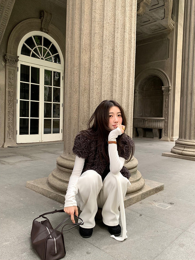 交疊領巾細節修身上衣