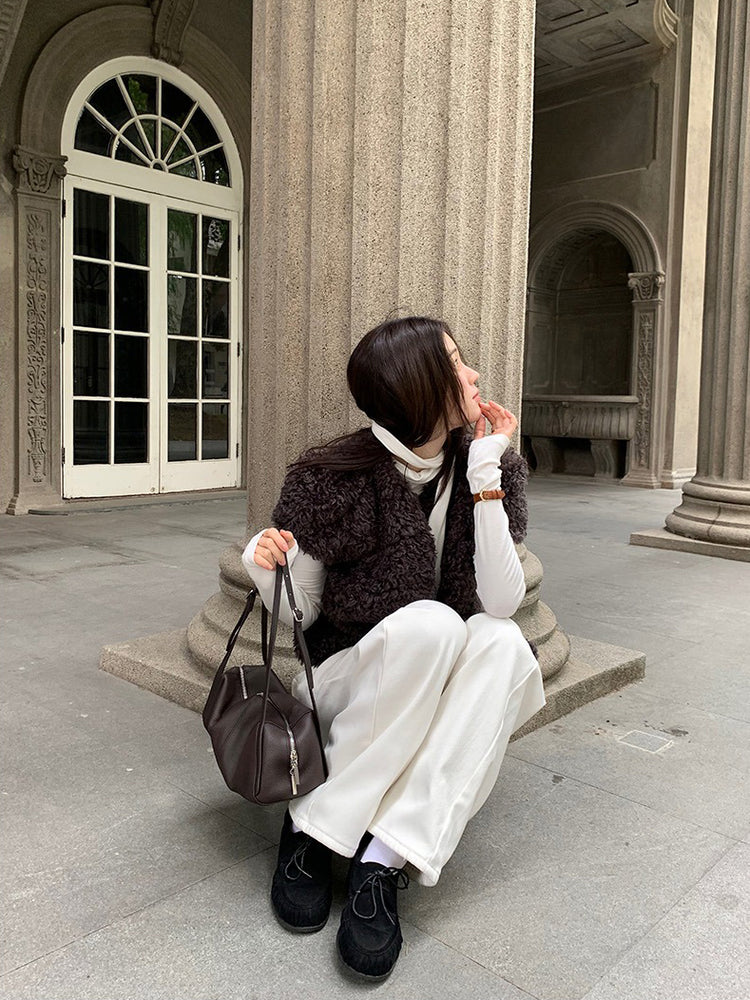 交疊領巾細節修身上衣