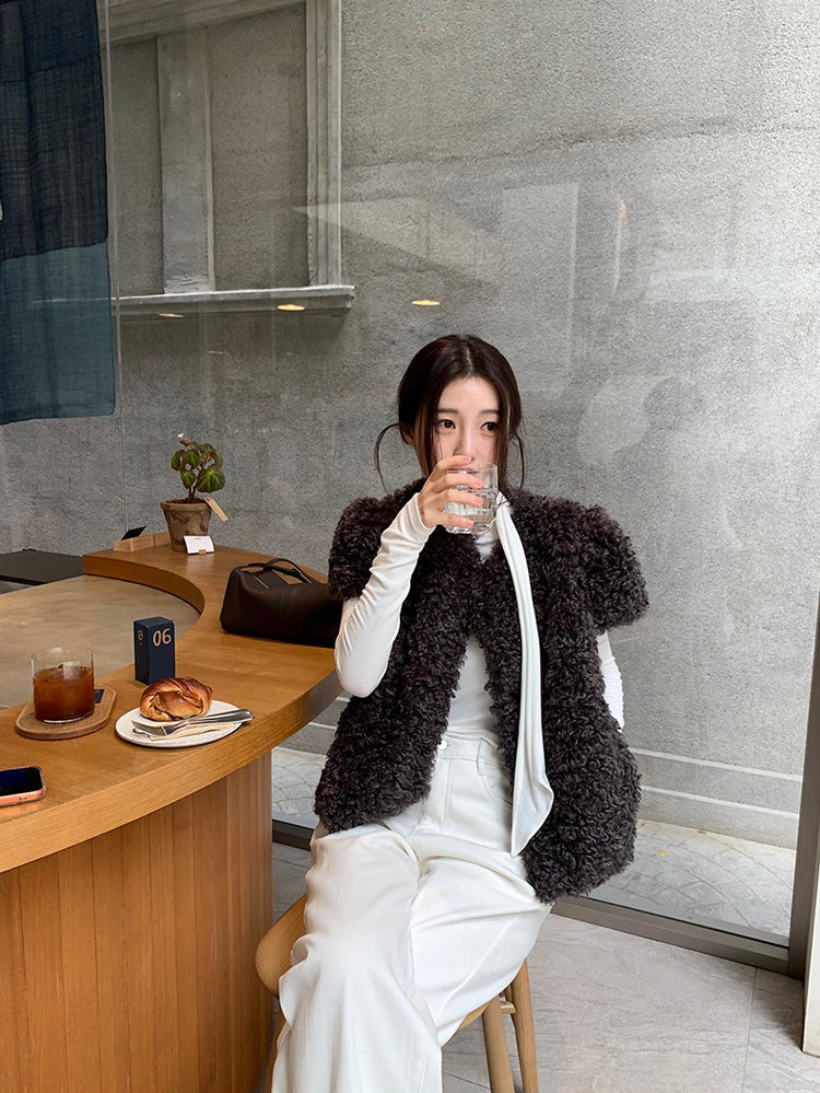 交疊領巾細節修身上衣