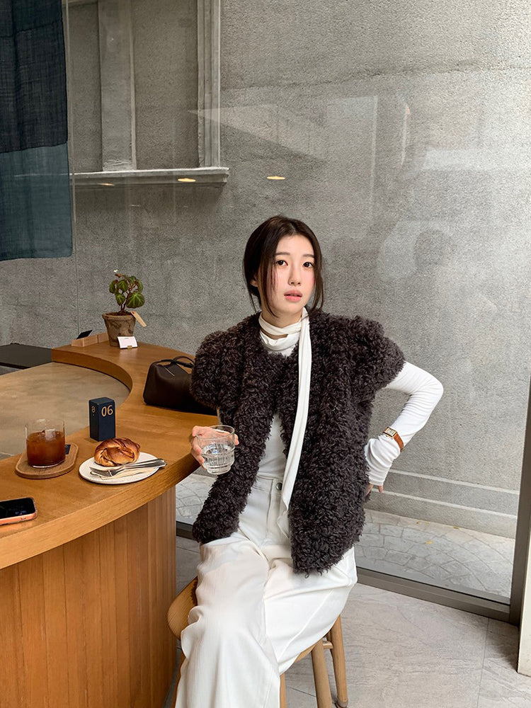 交疊領巾細節修身上衣