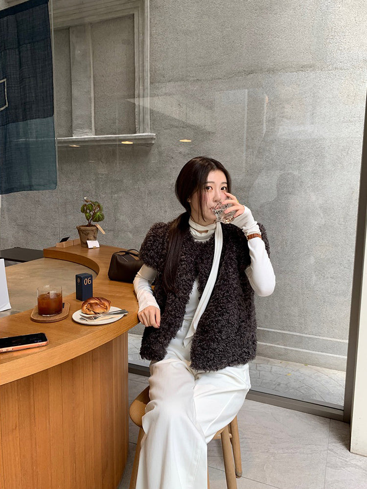 交疊領巾細節修身上衣