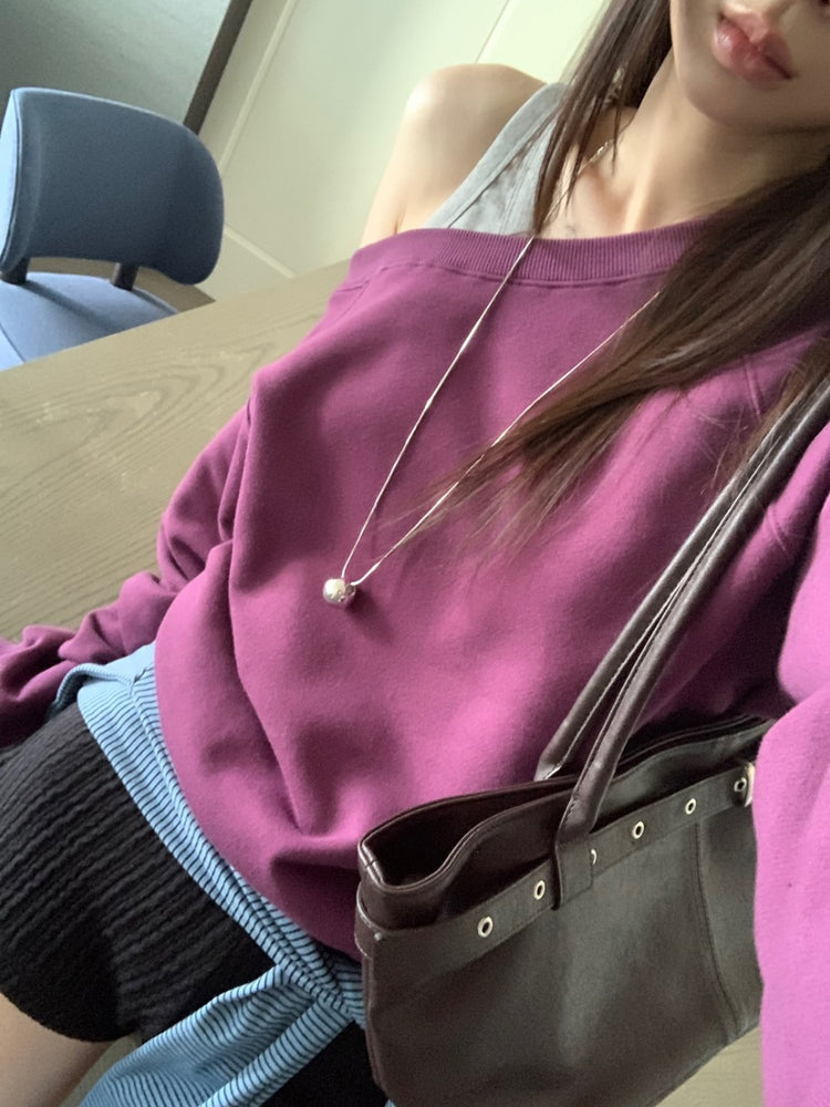 美色露肩細節衛衣