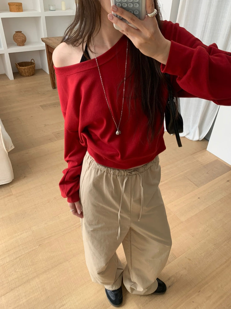 美肩U領修腰上衣