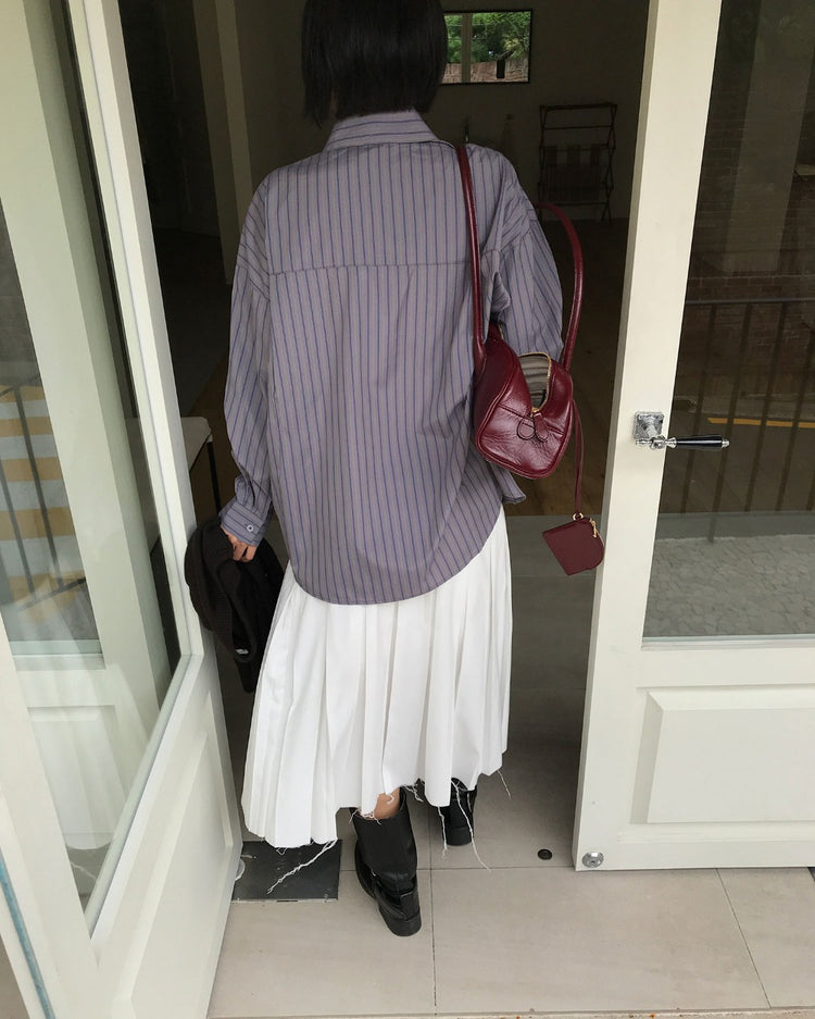 不修邊雙層細節百褶裙