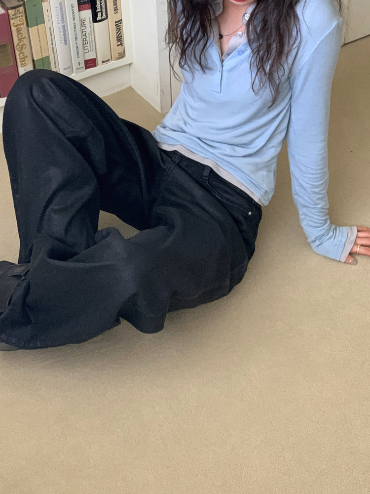 微透翻領扣鈕細節上衣