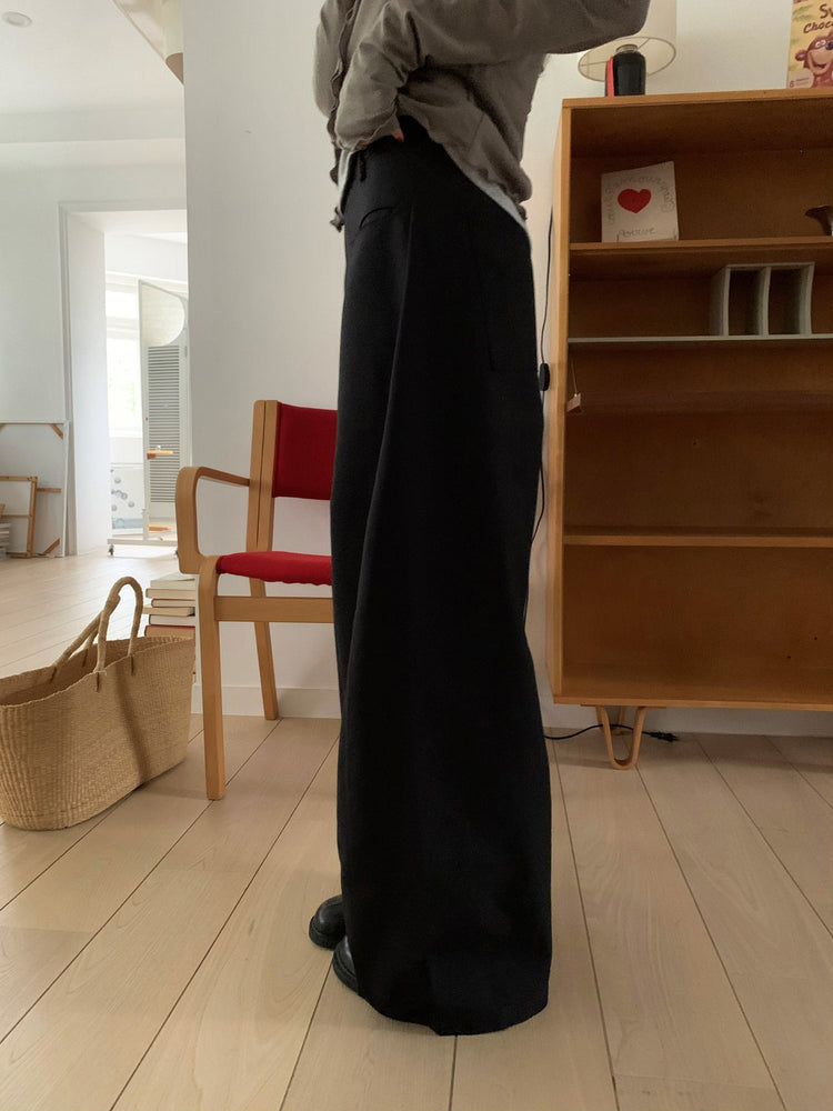 側壓線弧形細節廓形西褲