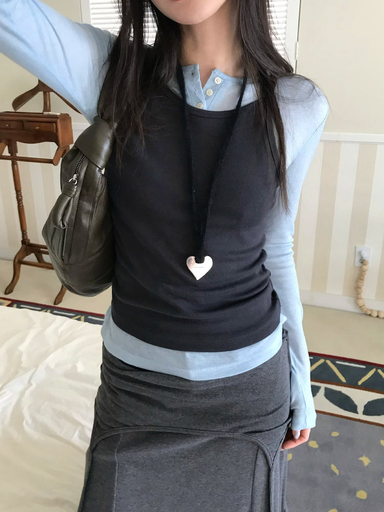 美色削肩細帶背心