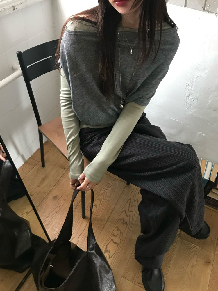 美色船領修身上衣