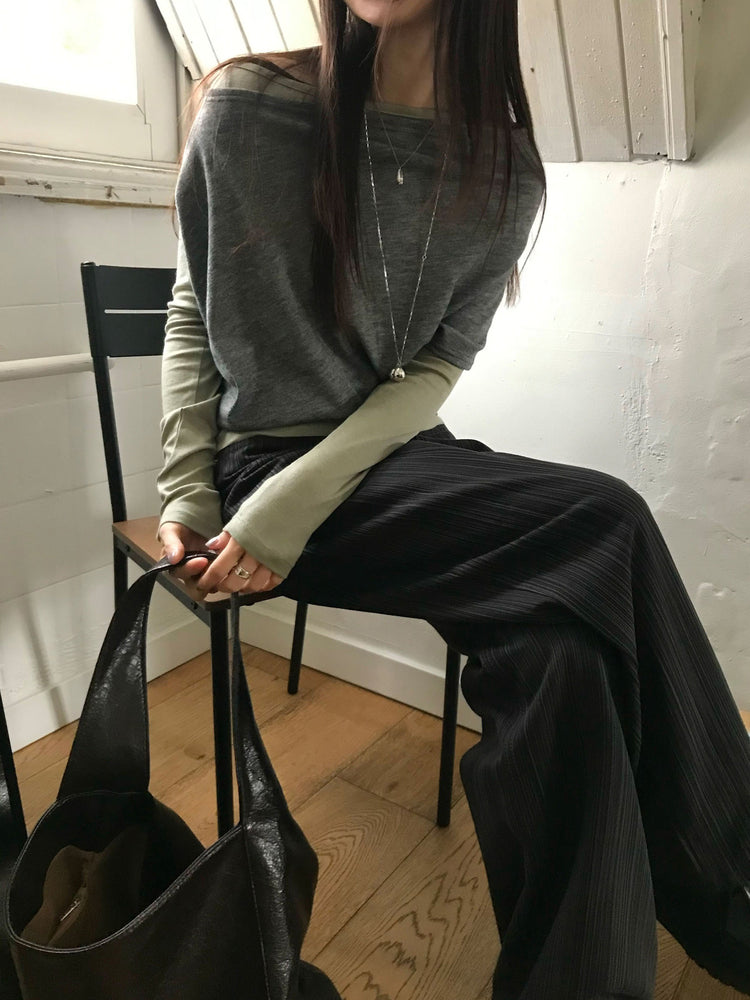 美色船領修身上衣