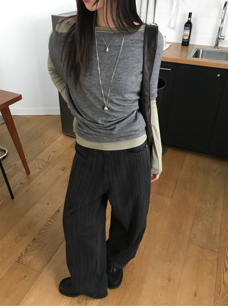 美色船領修身上衣
