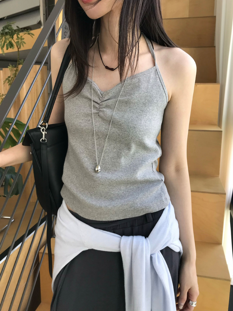 抓皺壓線掛脖背心